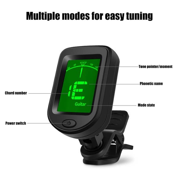 Guitar Stemmere Clip On, Guitar Digital Stemmer med LCD Display til Guitar, Bas