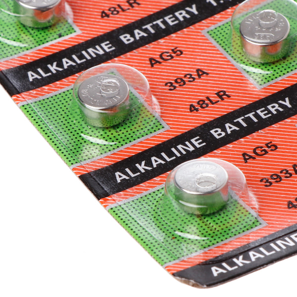 10x Alkaline Cell Coin Batteri 1,5V AG5 LR754 SR754 193 393A 48LR för watch