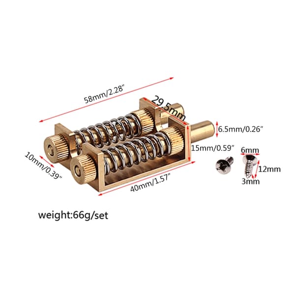 Gitarrtremolo Stopper Stabiliseringsanordning Dubbelstångs Mässing Tremolo Bryggsystem
