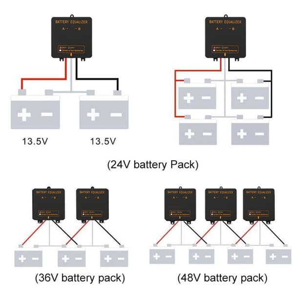 24V Batteri Equalizer Ultra-lav Intern Modstand Intelligent Beskyttelse