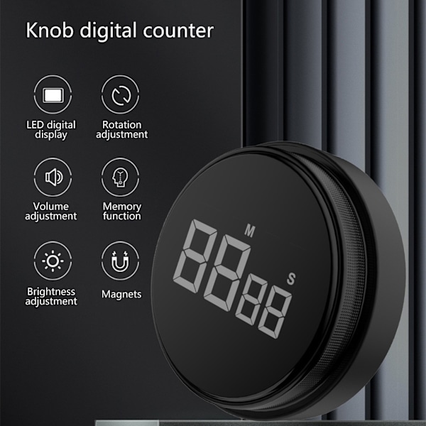 Magnetisk digital timer kjøkken roterende timer for matlaging, studering, trening Red