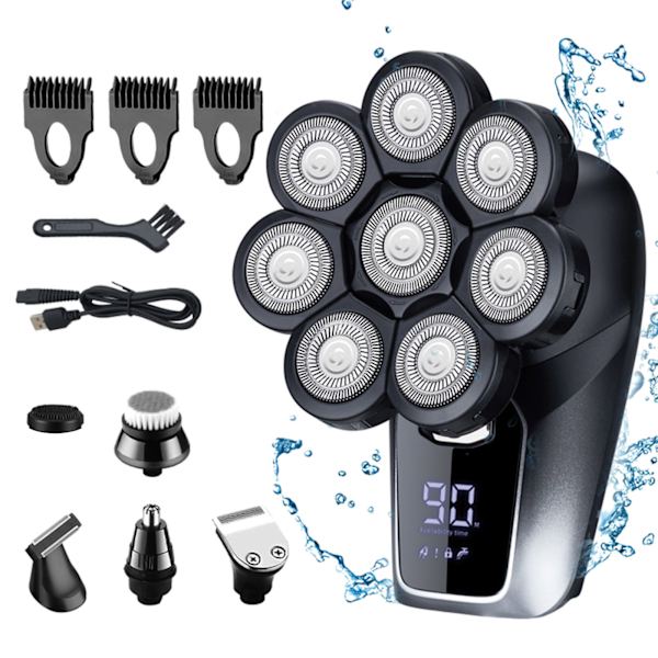 6 in 1 -päivitys sähköinen LED-näyttö partakoneen märkä- ja kuivakaljuun parranajokoneeseen f