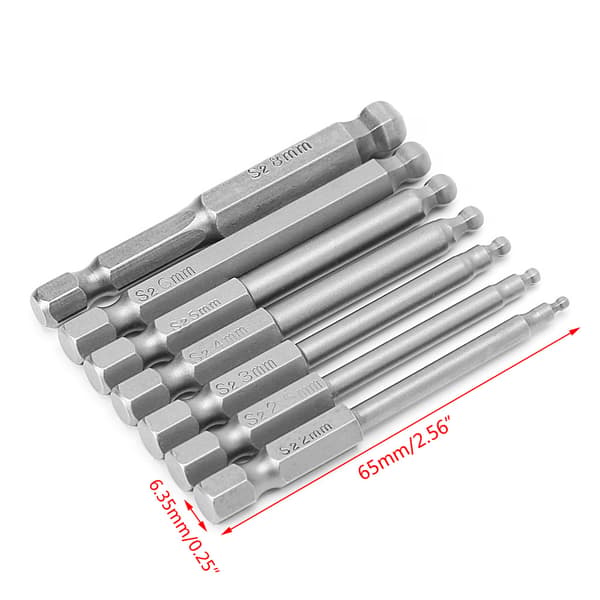 7 st 65mm Magnetiska Kulhuvud Hexagon för Skruvmejselbits Borrverktyg 2