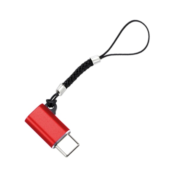 Kompakt USB C till Micro USB -adapter med snodd för snabbladdning och dataöverföringskonverterare 480 Mbps överföringshastighet Red