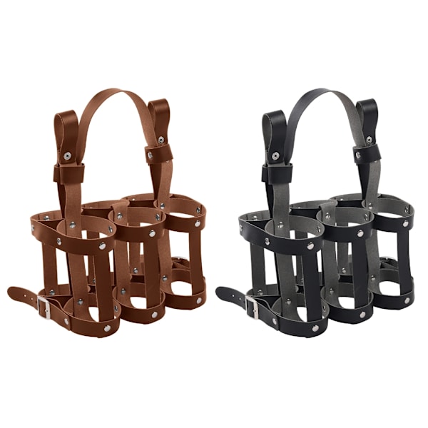 Bæreveske for ølflasker med håndtak, sammenleggbar bæreveske for flasker, rommer 6 flasker Leather brown