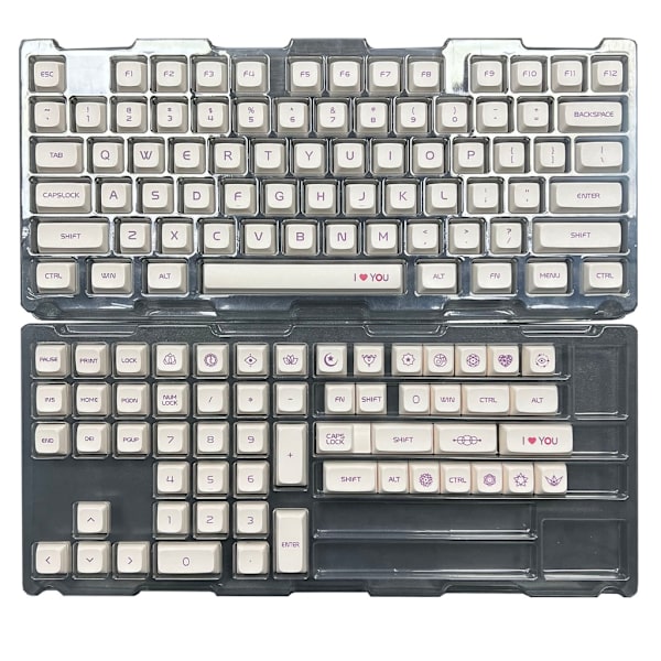 132 nøkler Melkehvit Lilla PBT Taster XDA Sublimation Taster for 64 68 87 84 980 104 CIY68 Layout Kapasitivt tastatur