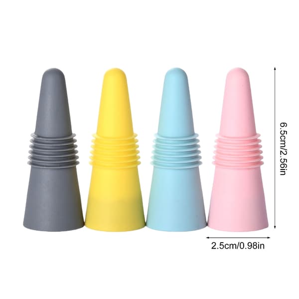 4-pack Silikonvinstoppar med gängade tätningsringar, dryckesflaskor, korkar