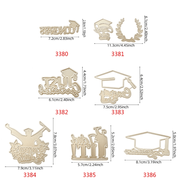 Valmistujaismetallileikkurit Scrapbooking-stanssit Leikkurit Kortin kohokuviointi DIY 3382