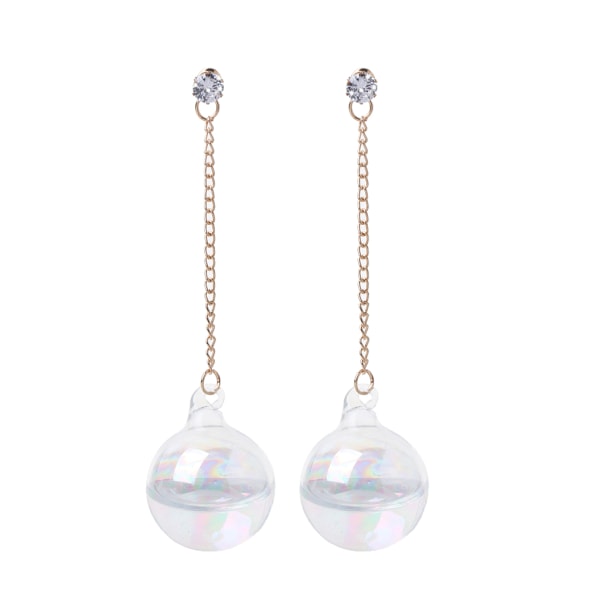 Handgjorda Shiny Clear Dingle Örhängen Bubble Ball Glas Vatten Inuti Drop Earring null - A
