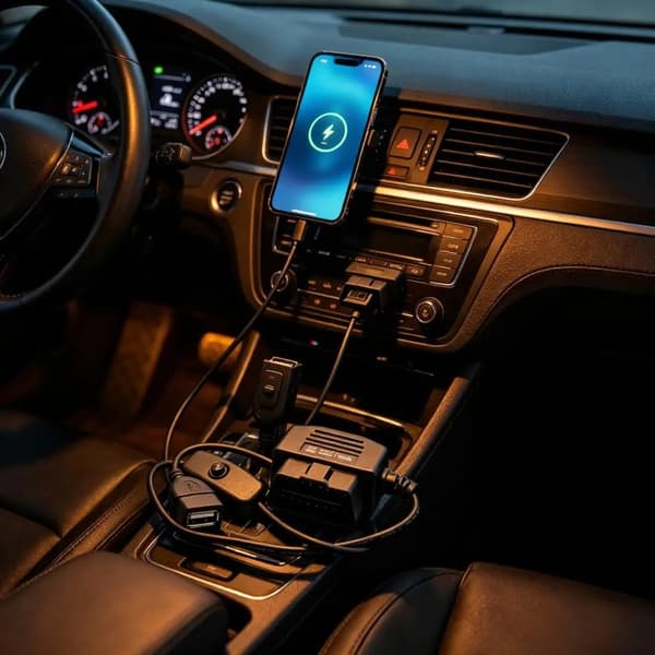 OBD II USB-strømadapterkabel egnet til bilkamera og telefonopladning