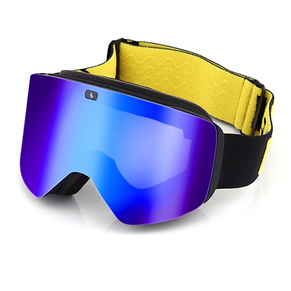 Magnetiska skidglasögon Snowboard Vinter Snö Lins Dubbla Lager Anti-fog Skidglasögon UV för Skydd Skridsko Glasögon Blue