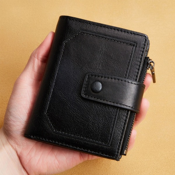 Menn Leather Wallet Blocking Card Holder Bifold Travel Coin Purse Organizer Coffee