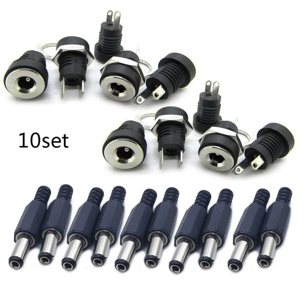 10 par 5,5 x 2,1 mm for DC Plug & Socket Hunn & Hann Strømadapter for Universal Laptop Interface Strømkabelkontakt