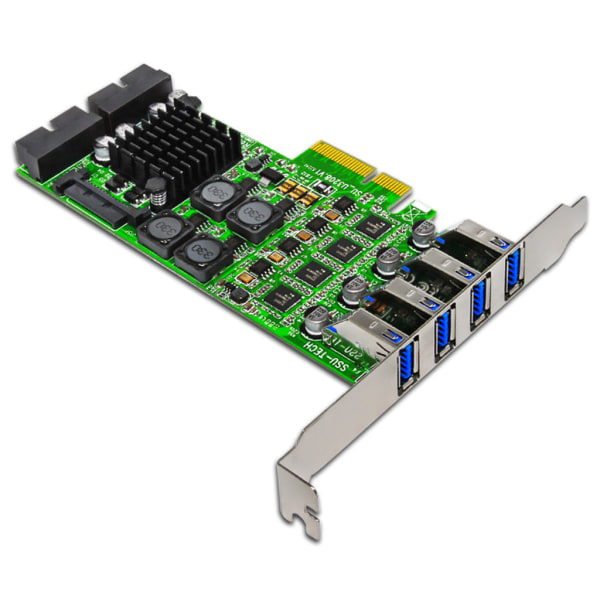 Diamond Grade PCI til Express Pci-e til USB 3.0 udvidelseskortløft 8 porte Controller Sata Power Independent 4 kanaler