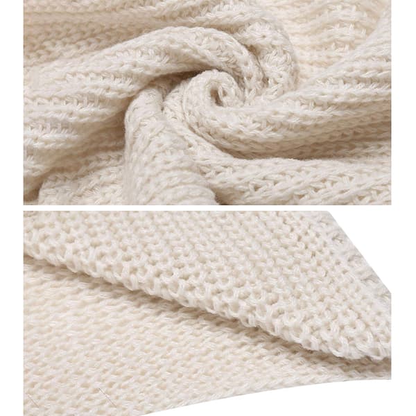 Vintermode Unisex Stickad Koftashawl med Ärmar - Beige