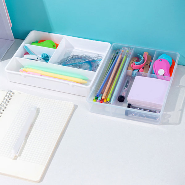 Skrivbordsorganisatör låda avdelare bricka skrivbord smink klassificering förvaringslåda för badrum kontor vit