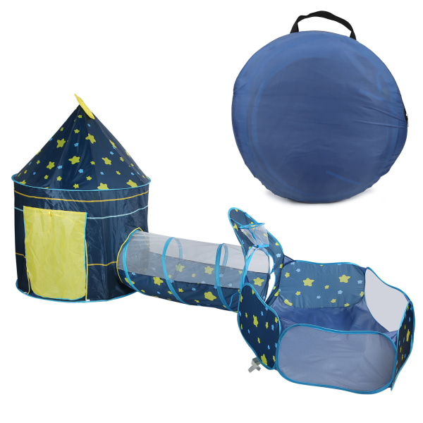 Babytelt, kryptunnel og ballbasseng - 3 stk innendørs leketøy for småbarn (blå)