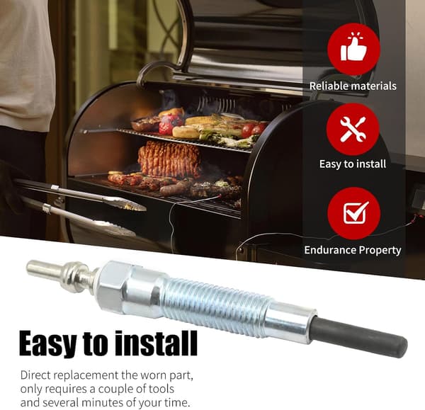Sølv gløderør, element til at antænde træpiller, erstatning for Weber 7009 SmokeFire EX4 EX6 EPX6 pillegrill -