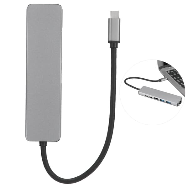 6-i-1 Dockingstation TypeC til High Definition Multimedia Interface /87WPd RJ45 USB3.1 4K Dockingstation Adapter