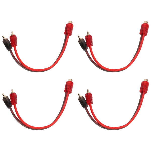 4 stk Bil RCA 1 Hunn 2 Hann Adapter Y Splitter Høyttaler Lydkabel 20cm Lang for Enhet med 3.5mm Jack