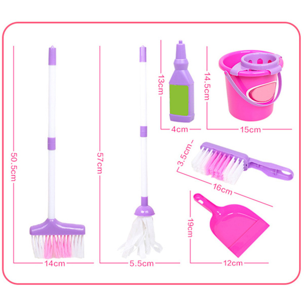 Funny Kids Mini Cleaning Set - Kvast, sopskyffel, Mopp Toy Kit