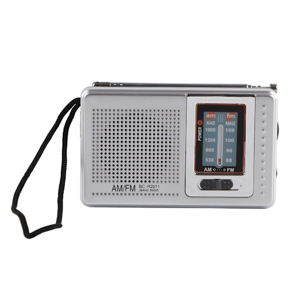 Portable Pocket Radio AM/FM Classic Elegant Design Silver Grey Battery Operated Radio for Home Hiking Cycling Travelling