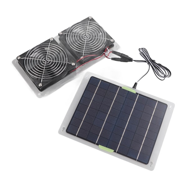 Bärbar soldriven fläkt - energieffektiv miniventilator för hundhus, växthus och husbil