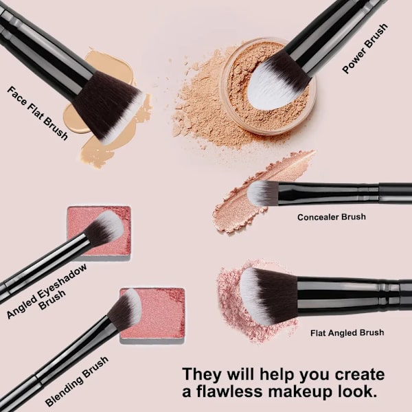 【DT】14 Makeupbørster Sæt Bløde Fluffy Foundation Blush