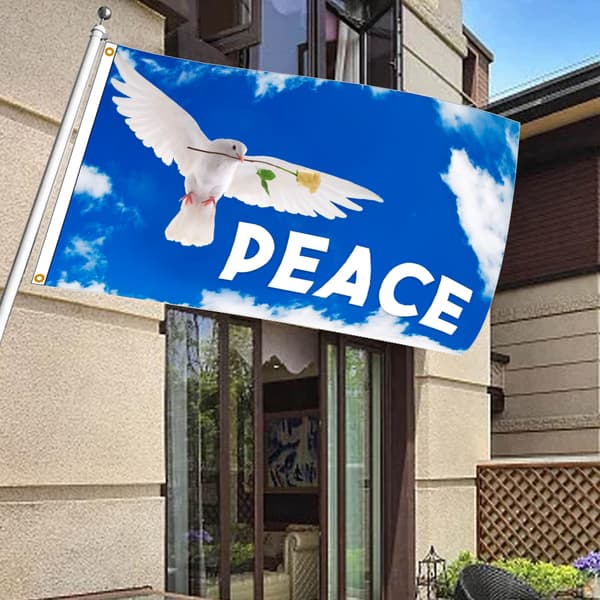90x150CM Fredsduvor Flagga Hem Utomhus Hängande Dekor Polyesterbanners Tåliga Flaggor