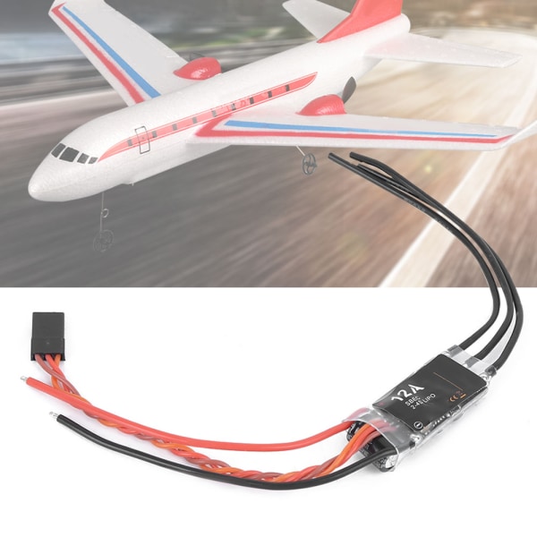 12A ESC 2-4S elektronisk hastighetskontroll RC-tillbehör för flygplansmodell med fast vingar
