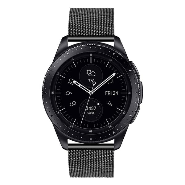 Sort urrem i rustfrit stål 22 mm montering kompatibel med Samsung[SZ]