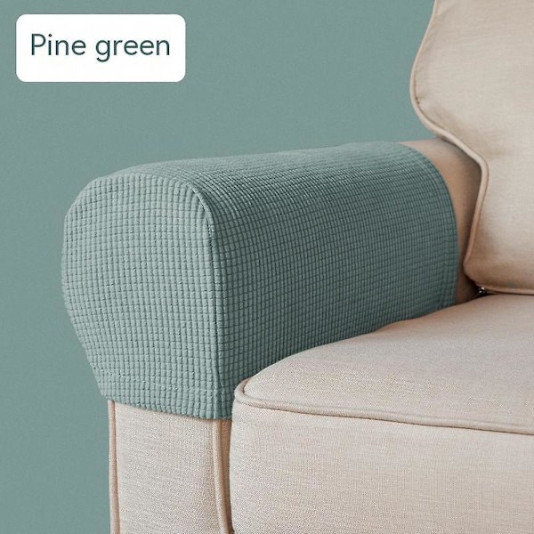 Pine Green Stretch Armrest Covers - Set of 2, Anti-slip Spandex, Recliner Armchair Couch Armrest Protector