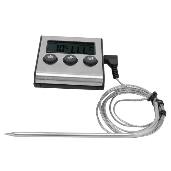 Digital Kötttermometer Mattemperaturmätare med Vikbar Sond Timer Alarm för Kök