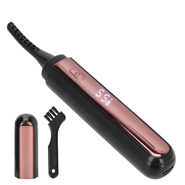 USB-ladattava sähköinen ripsientaivutin LCD-näytöllä - 4 lämpötilatasoa, lämmitetty ripsien permanentti naisille (musta)