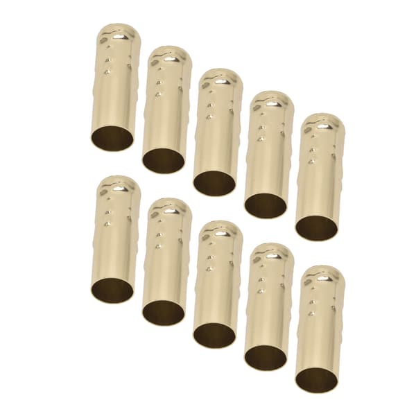 10 stk. E14 Metallrør for Lysestake Lampeholder Lampebase Belysningstilbehør 25x80mm Gull