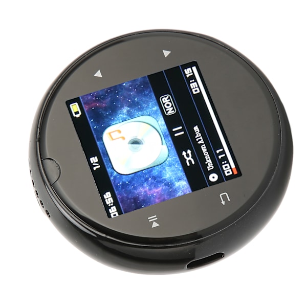 MP3-spiller Bluetooth 4.2 HiFi Tappeknapp Bærbar Musikkspiller 1.54 Tommer LCM-skjerm 240x240 Svart