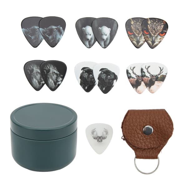 Medium Celluloid Gitarrplock Set med Ask - 13 st