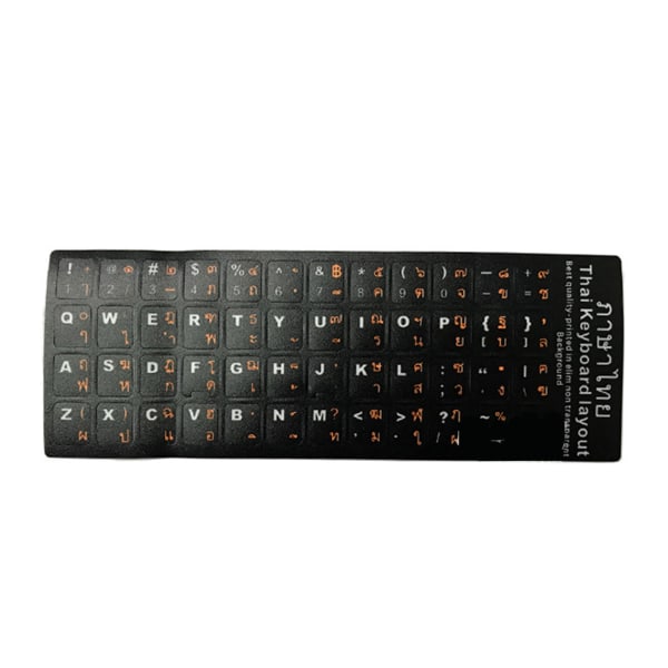 Thai tastaturklistremerker for bærbar PC - Slitesterke PVC-tastaturskinn med thailandske oransje bokstaver 15,6 tommers frostet tekstur