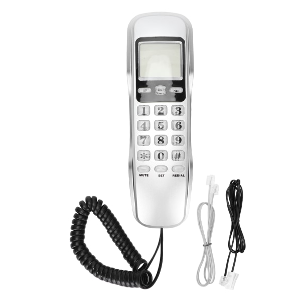 KXT888CID Mini Väggtelefon Hotell Trådbunden skrivbordsväggtelefon för Hemhotellkontor (Silver)