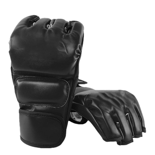 Boxing Gloves for Kickboxing Muay Thai Taekwondo - Unisex Half Finger Design in Black