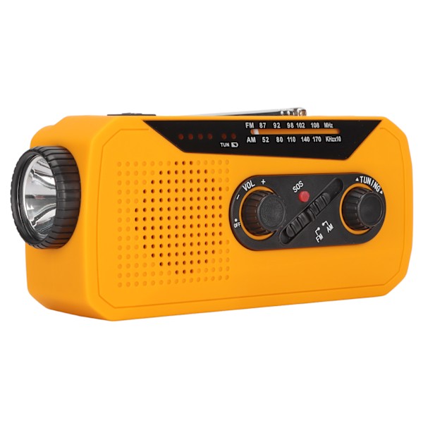 Nödradio AM FM NOAA Solar Handvev USB-laddning 2000mAh Powerbank Väderradio med LED-lampa Ficklampa Europeisk Modell