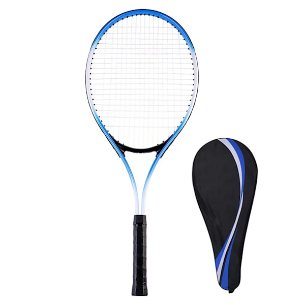 27 Inch Tennis Racket Single Tennis Racquet Beginner Competition Training Set with Carry Bag for Adults Student Women Men Blue