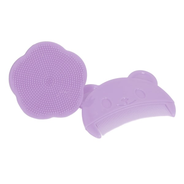 2PCS Baby Scalp Brush Set Mjuk Sensorisk Silikon Badborste Bekväm Nyfödda Hårbotten Badverktyg Lila