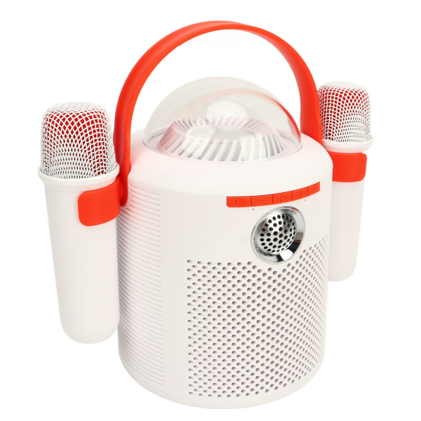 Bærbar karaokehøjttaler med dobbelt mikrofon - hvid, 3D stereolyd, farverig omgivende belysning, støjreduktion - perfekt festgave