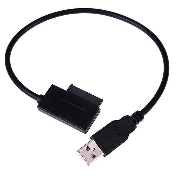 USB till 7+6 13-stifts Slim Sata/IDE CD DVD ROM Optisk Enhetskabeladapter Svart