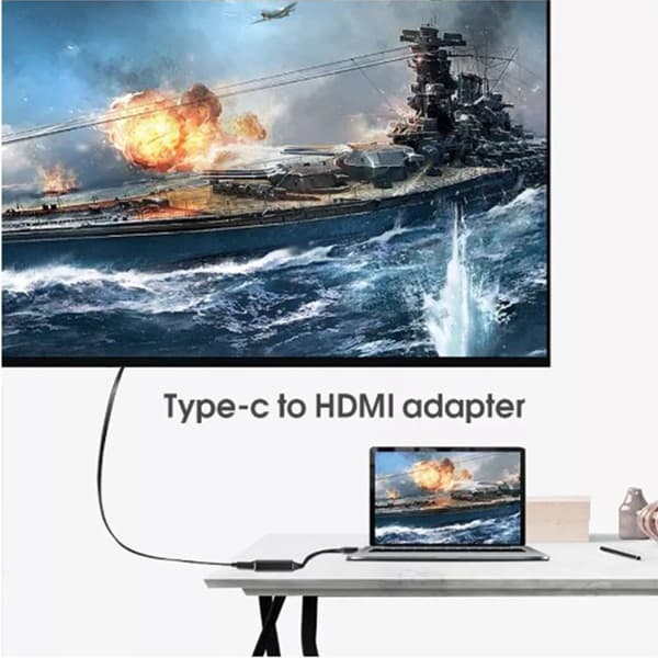 USB C til HDMI Adapter 4K Aluminium Alloy Shell Display Interface Kabel Sort