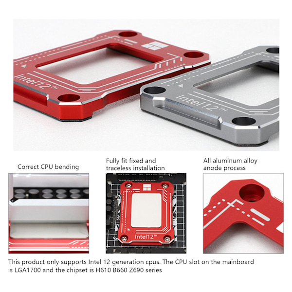 CPU-böjningskorrigeringsram i aluminiumlegering för 12:e generationen, anti-böjningsfäste för LGA1700