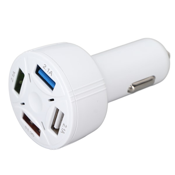 Billaddare 1 in 4 USB Ut QC3.0 Brandskydd Multiskydd Plug and Play Universal 12‑32V Vit