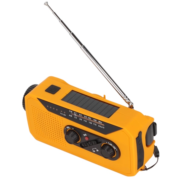Nödradio AM FM NOAA Solar Handvev USB-laddning 2000mAh Powerbank Väderradio med LED-lampa Ficklampa Europeisk Modell
