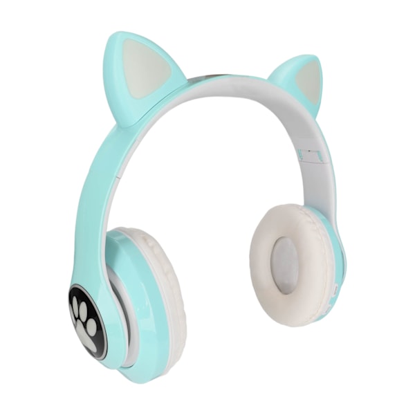 LXB39C Barnhörlurar Bluetooth 5.0 Vikbara Trådlösa Lysande Musik Kattöron Hörlurar för Barn (Vattengrön)